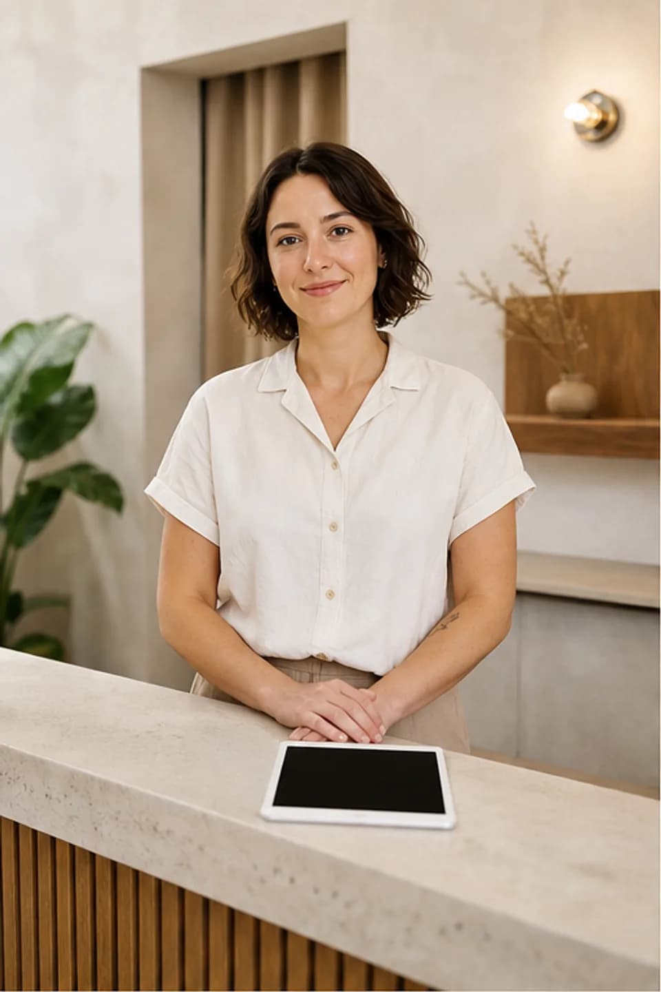 A professional at a service reception